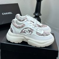 Chanel Sneakers with CC Logo Patch Women in Python Leather and Calfskin Pink