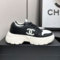 Chanel Sneakers with Logo Patch Women in Diamond Calfskin and Calfskin Black