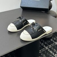 Chanel Spliced Chain Mules Women in Calfskin and Suede Black