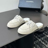 Chanel Spliced Chain Mules Women in Suede Beige