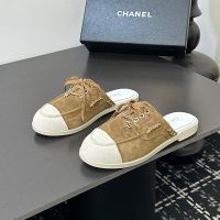 Chanel Spliced Chain Mules Women in Suede Brown