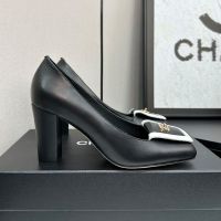 Chanel Square Toe Pumps with CC Buckle Flip Cover Women in Calfskin Black