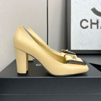 Chanel Square Toe Pumps with CC Buckle Flip Cover Women in Calfskin Brown