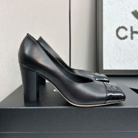 Chanel Square Toe Pumps with CC logo Women in Calfskin Black