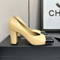 Chanel Square Toe Pumps with CC logo Women in Calfskin Brown