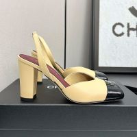 Chanel Square Toe Slingback Pumps with CC logo Women in Calfskin Brown