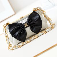 Chanel AP4027 Clutch with Chain in Shiny Lambskin White/Black