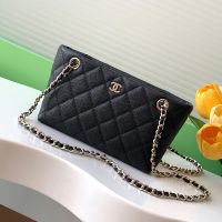 Chanel AP4423 Classic Clutch with Chain in Grained Calfskin Black