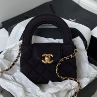 Chanel AP3435 Kelly Clutch with Chain in Velvet Black