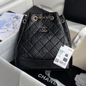 Chanel A94485 Gabrielle Backpack with Double Color Chain in Calfskin Black