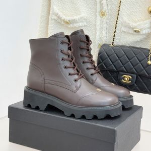 Chanel Ankle Boots with Metal CC Logo Women in Calfskin Coffee