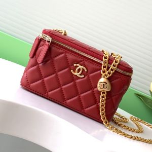 Chanel AP3204 Large Cosmetic Bag with Love Ball Chain Strap in Lambskin Red