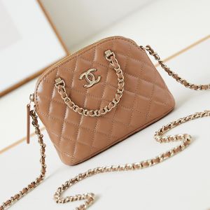 Chanel AP3354 Clutch with Chain Strap in Shiny Lambskin Apricot
