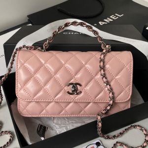 Chanel AP3566 Clutch with Strass Handle in Calfskin Pink