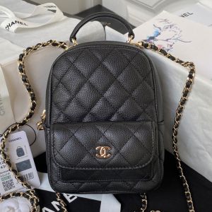 Chanel AP3573 Backpack with Chain Strap in Grained Calfskin Black