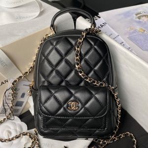 Chanel AP3573 Backpack with Chain Strap in Lambskin Black