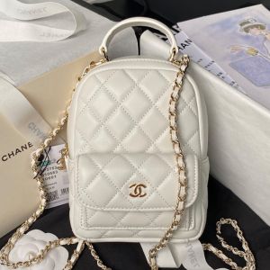 Chanel AP3573 Mini Backpack in Lambskin White