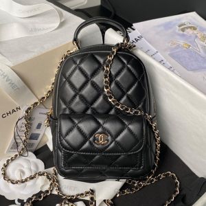 Chanel AP3753 Mini Classic Backpack with Flap Pocket in Lambskin Black
