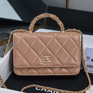 Chanel AP4166 Wallet with Braided Handle in Shiny Lambskin Apricot
