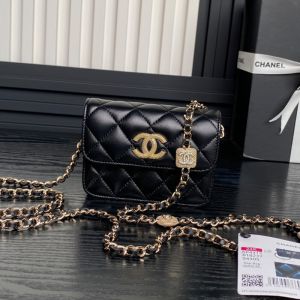 Chanel AP4315 Clutch with Embossed Strass Chain in Lambskin Black