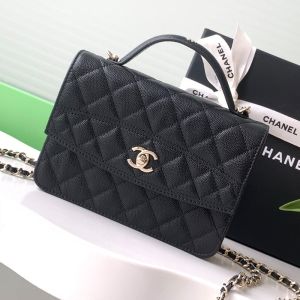 Chanel AP4406 Backpack with Chain Strap in Grained Calfskin Black