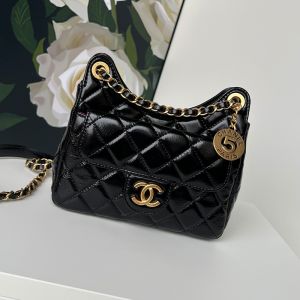Chanel AS4323 Small Hobo Bag in Shiny Crumpled Calfskin Black