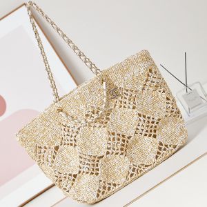 Chanel AS4576 Coco Beach Maxi Shopping Bag in Weaving Raffia Beige