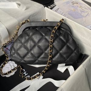 Chanel AS4717 Evening Bag with Chain Strap in Lambskin Black