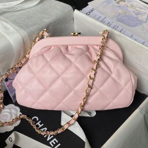 Chanel AS4717 Evening Bag with Chain Strap in Lambskin Pink