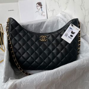 Chanel AS4749 Armpit Bag with Chain Strap in Lambskin Black