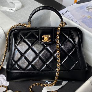 Chanel AS4959 Small Doctor Bag with Chain in Shiny Lambskin Black