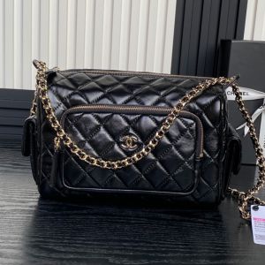 Chanel AS5156 Camera Bag with Four Pockets in Shiny Calfskin Black