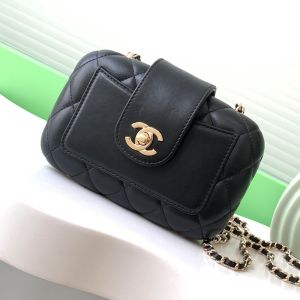 Chanel AS5178 Clip Bag with Chain Strap in Lambskin Black