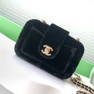Chanel AS5178 Clip Bag with Chain Strap in Suede Black