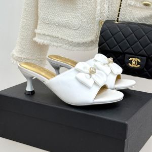 Chanel Double Bow 55 Slides Women in Silk White