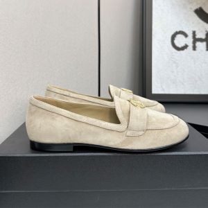 Chanel G46583 Moccasins with Strass Logo Women in Suede Beige