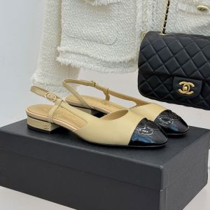 Chanel Slingback Pumps with CC logo Women in Lambskin and Patent Leather Brown