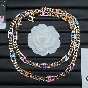 Chanel Thick Chain Necklace with Multicolor Logo in Metal Gold