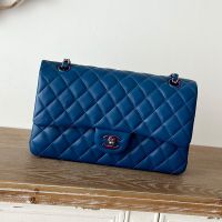 Chanel A01112 Classic 11.12 Handbag with Chain Strap in Lambskin Navy Blue