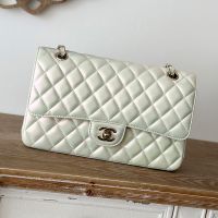 Chanel A01112 Classic 11.12 Handbag with Chain Strap in Lambskin White/Gold