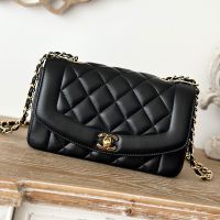 Chanel A2221 Flap Shoulder Bag with Chain Strap in Lambskin Black