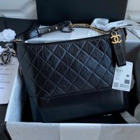 Chanel A93824 Large Gabrielle Hobo Bag in Crinkled Calfskin Black