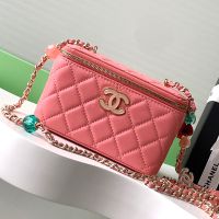 Chanel AP3231 Cosmetic Bag with Enamel Buckle in Lambskin Pink