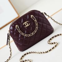 Chanel AP3354 Clutch with Chain Strap in Shiny Lambskin Burgundy