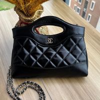 Chanel AP3656 Mini 31 Shopping Bag with Chain Strap in Shiny Lambskin Black