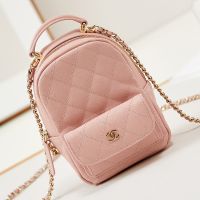 Chanel AP3753 Mini Classic Backpack with Flap Pocket in Grained Calfskin Cherry