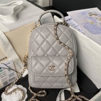 Chanel AP3753 Mini Classic Backpack with Flap Pocket in Lambskin Grey