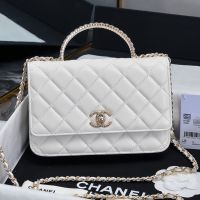 Chanel AP4042 Wallet with Strass Handle in Lambskin White