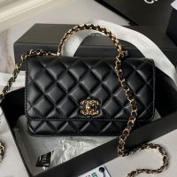 Chanel AP4051 Wallet with Strass Quilted Handle in Lambskin Black