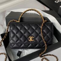 Chanel AP4062 Wallet with Braided Handle in Grained Calfskin Black